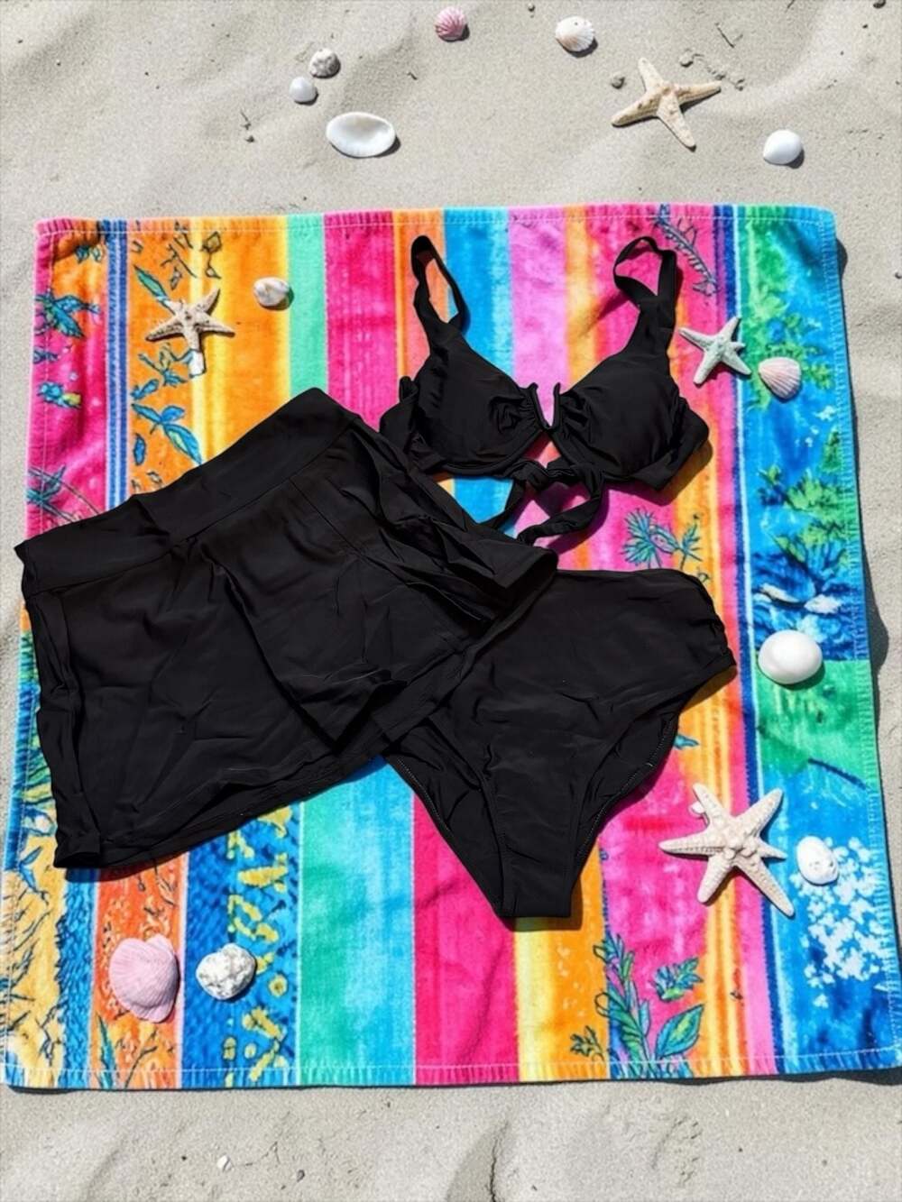 Jolefille Two Piece Swimsuit with Skirt Black Size M